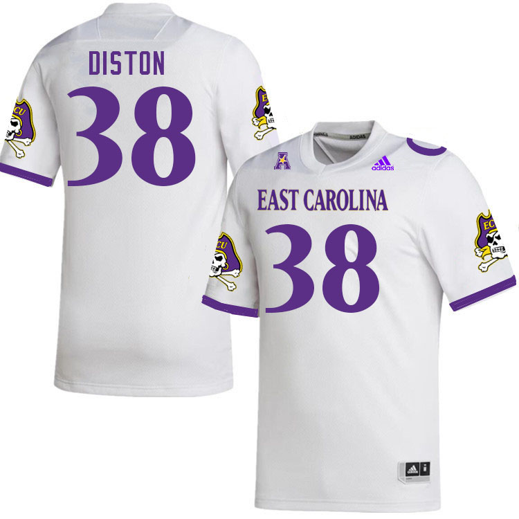Men #38 Daylyn Diston ECU Pirates College Football Jerseys Stitched Sale-White - Click Image to Close